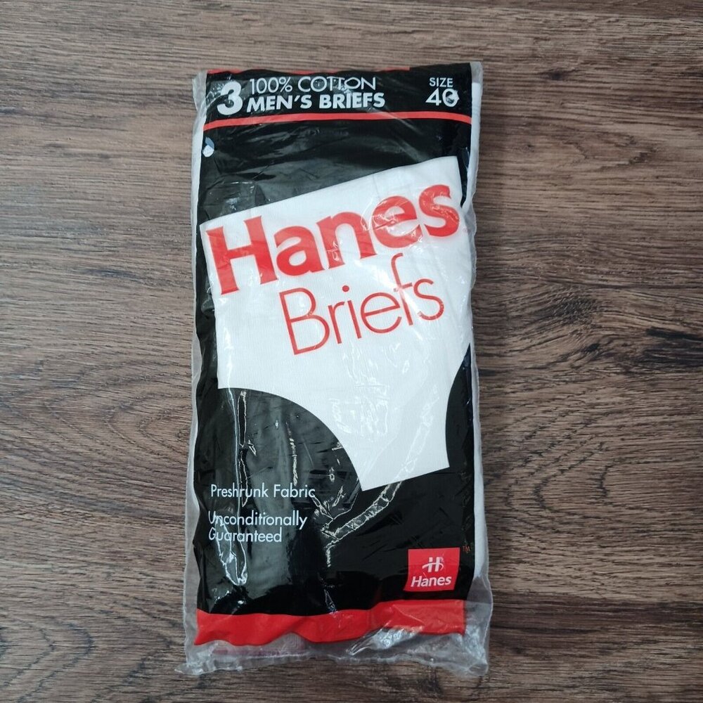 Pack of 3‎ Mens 1992 Hanes Cotton Briefs Underwear Tighty Whities Size 40 NOS